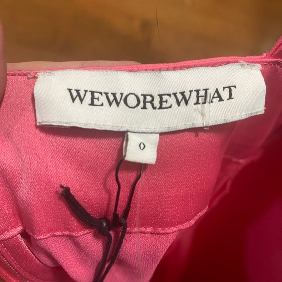 WEWOREWHAT Cowl MIDI Satin Charmeuse Zat Hot Pink Sexy Party Dress, Has Flaws - Picture 7 of 12